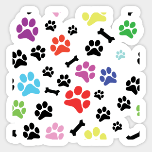 Dog Paw Prints and Bones Pattern Sticker